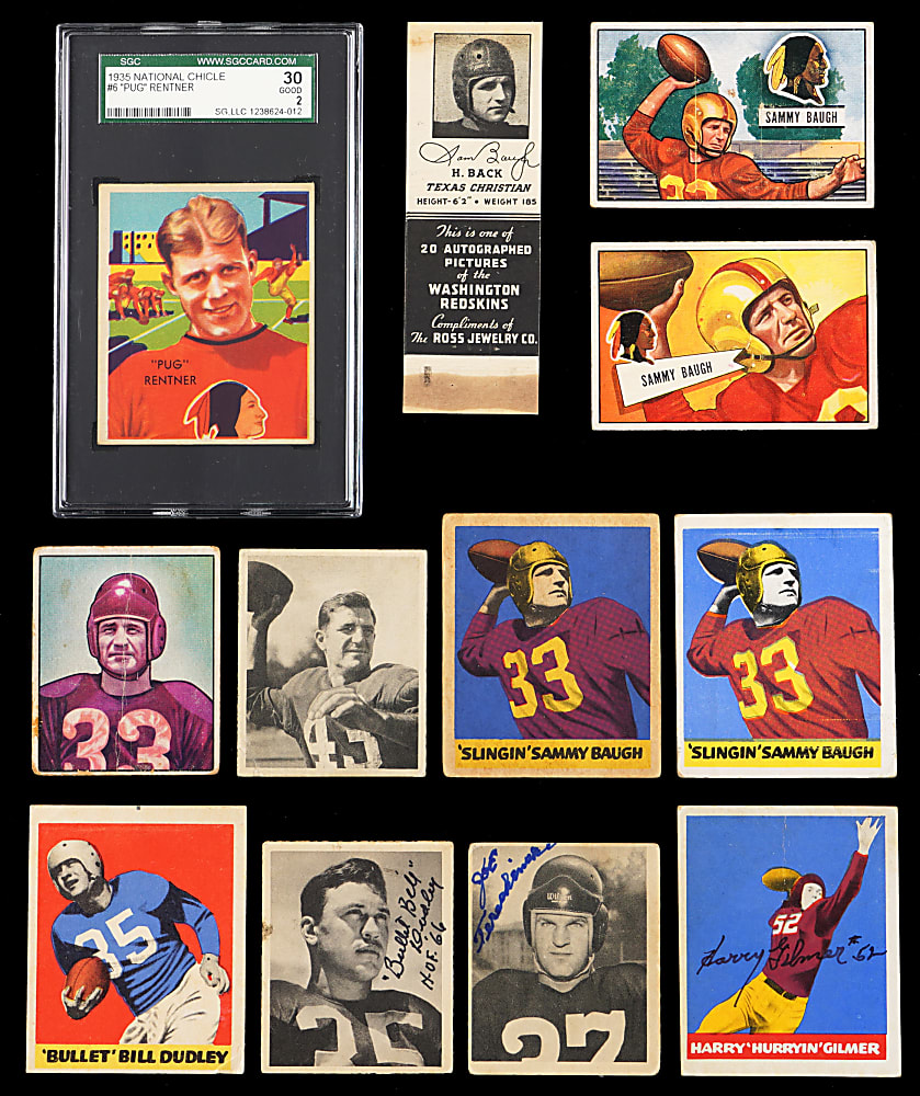1935-1955 Washington/Boston Redskins Collection (105) with Hall of Famers, (18) Signed & (7) Sammy Baugh Including (2) Rookies