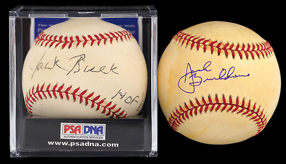 Jack Buck & Jack Brickhouse Single-Signed Baseball Pair - Both Certed
