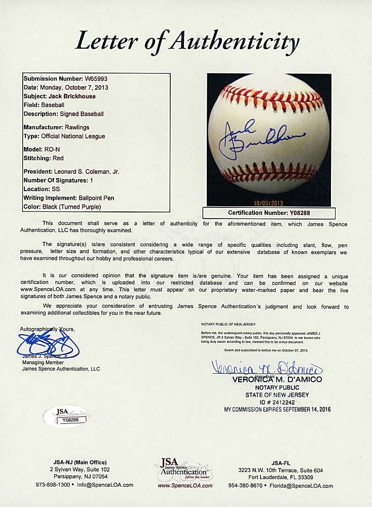 Jack Buck & Jack Brickhouse Single-Signed Baseball Pair - Both Certed