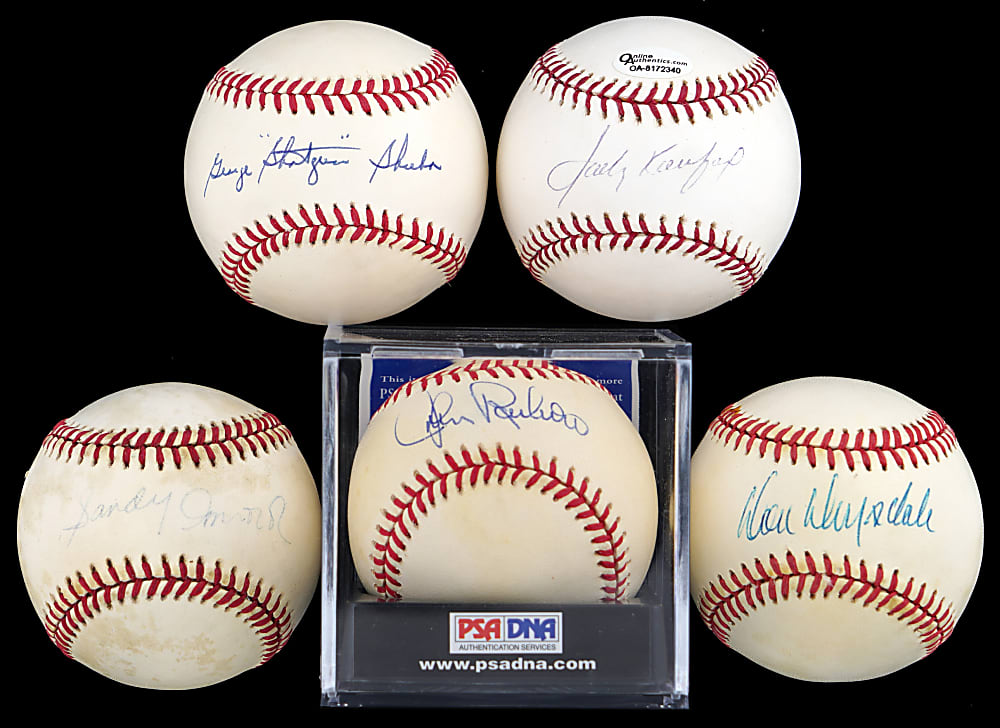 Tougher Brooklyn/Los Angeles Dodgers Single-Signed Baseball Collection (5) - All Certed with Koufax, Drysdale, Roseboro, Amoros & Shuba