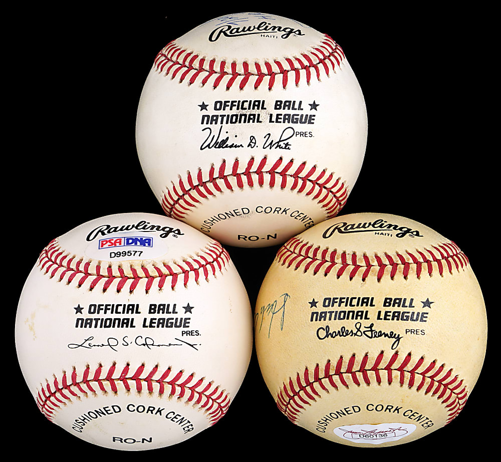 Hank Aaron and Eddie Mathews Dual-Signed/Single-Signed Baseballs (3)