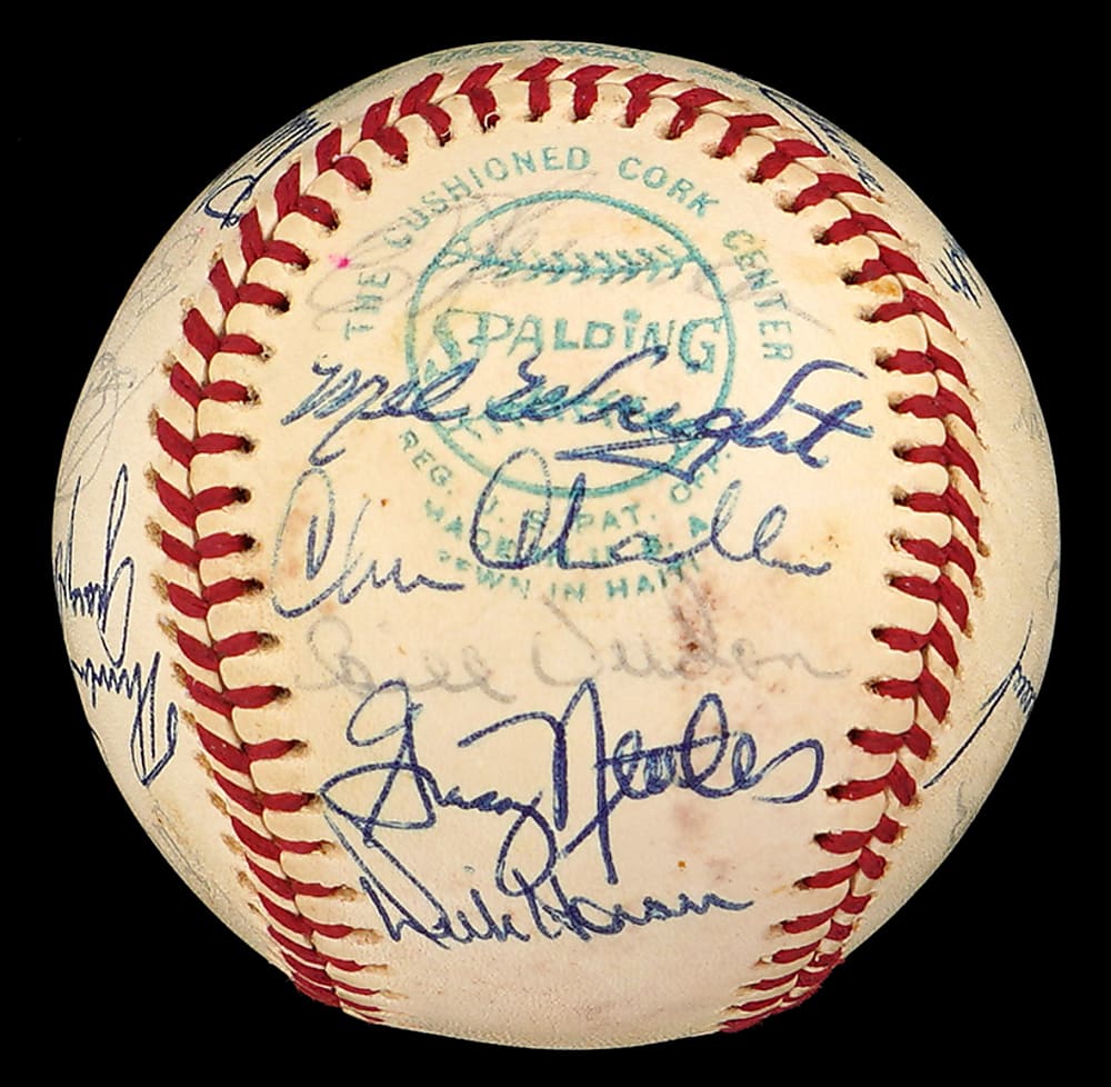 1975 New York Yankees Team-Signed OAL/MacPhail Baseball with (24) Signatures Including Thurman Munson, Catfish Hunter Plus Full JSA LOA