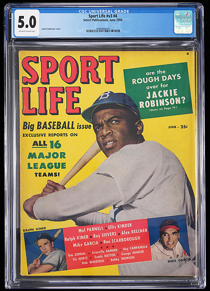 1947-1950 Jackie Robinson Magazine Pair with Rookie Year Ebony & CGC Graded 5.0 Sport Life
