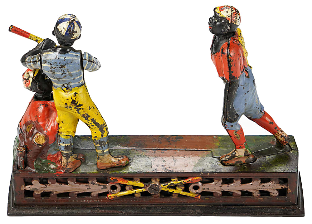 1880s J. & E. Stevens Dark Town Battery Functioning Cast-Iron Mechanical Bank