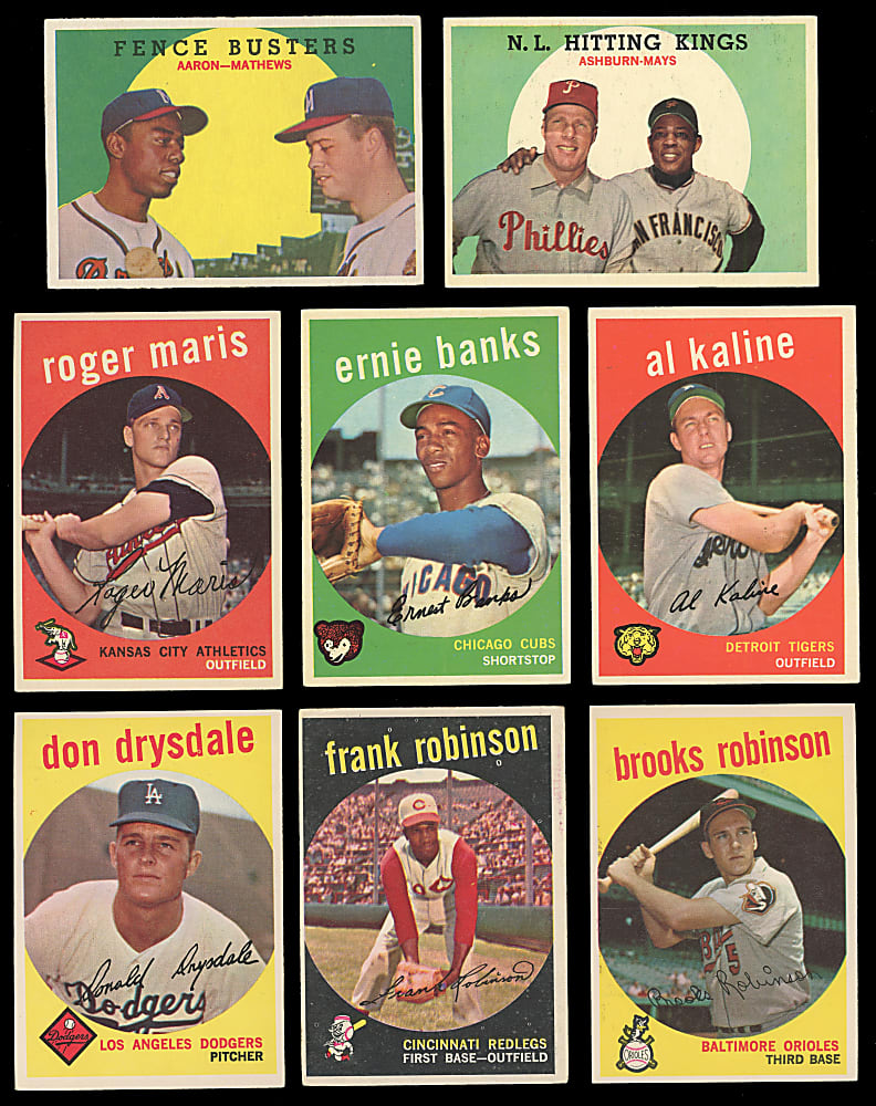 1959 Topps Partial Set (378/572) with Most Keys Including Aaron, Koufax, Mantle & Mays
