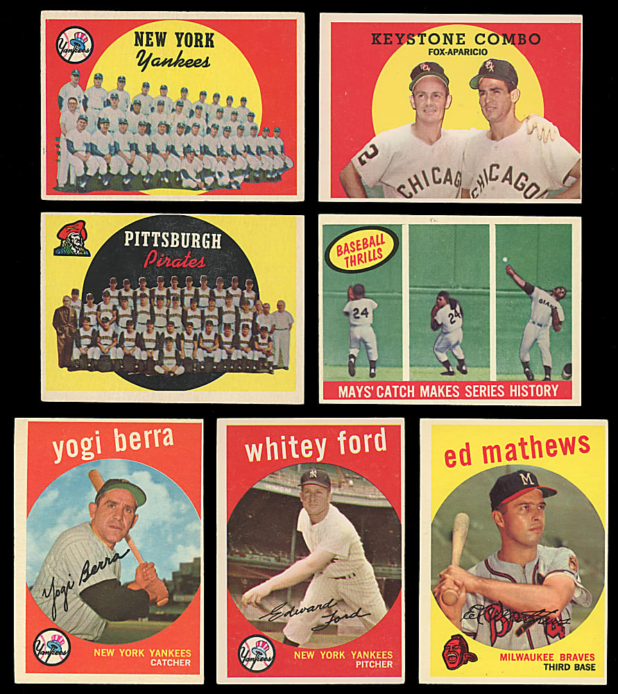 1959 Topps Partial Set (378/572) with Most Keys Including Aaron, Koufax, Mantle & Mays
