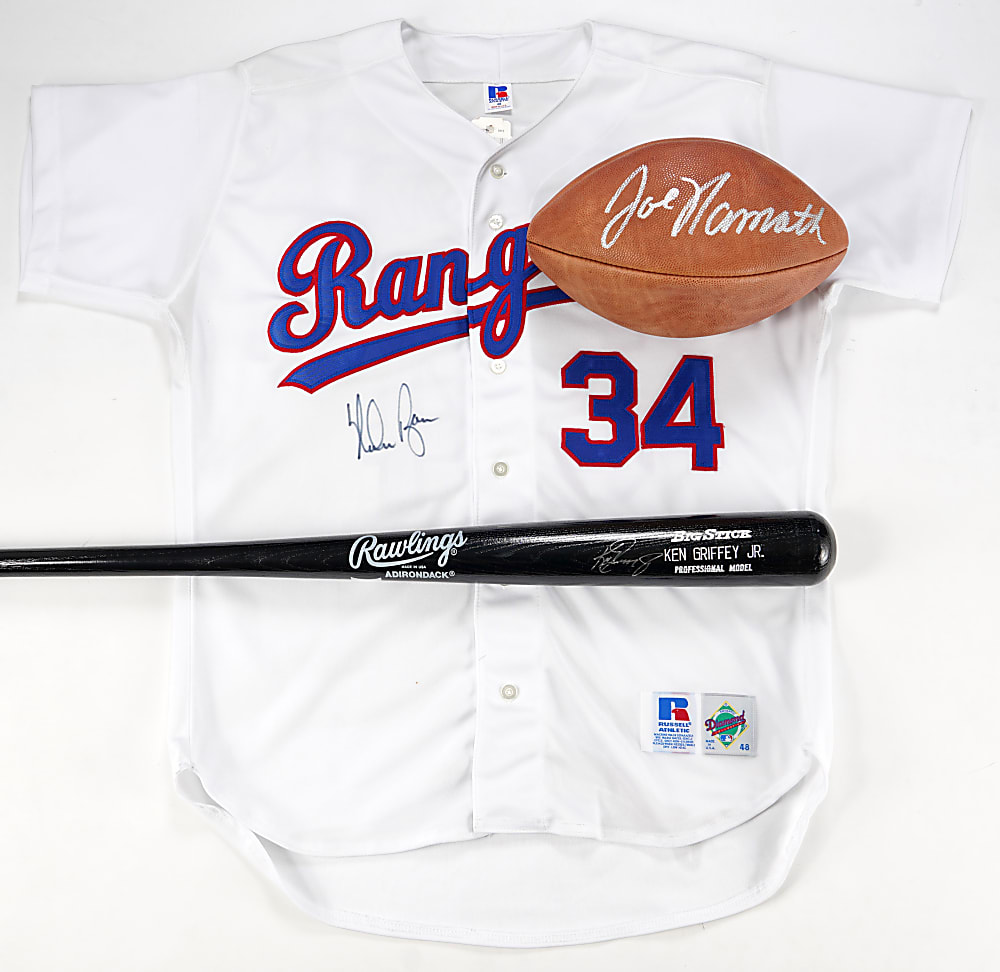 Multi-Sport Hall of Famer Signed Quartet with Griffey, Namath & Ryan