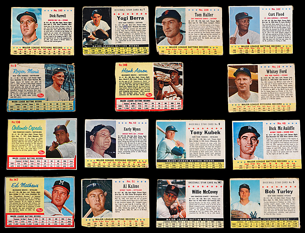 1961-1963 Post & Jell-O Collection (90) with (14) Hall of Famers Including Hank Aaron & Shortprints