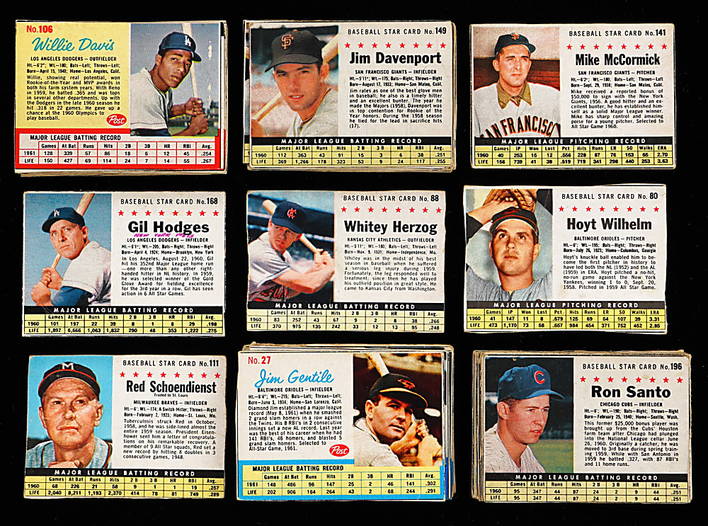 1961-1963 Post & Jell-O Collection (90) with (14) Hall of Famers Including Hank Aaron & Shortprints