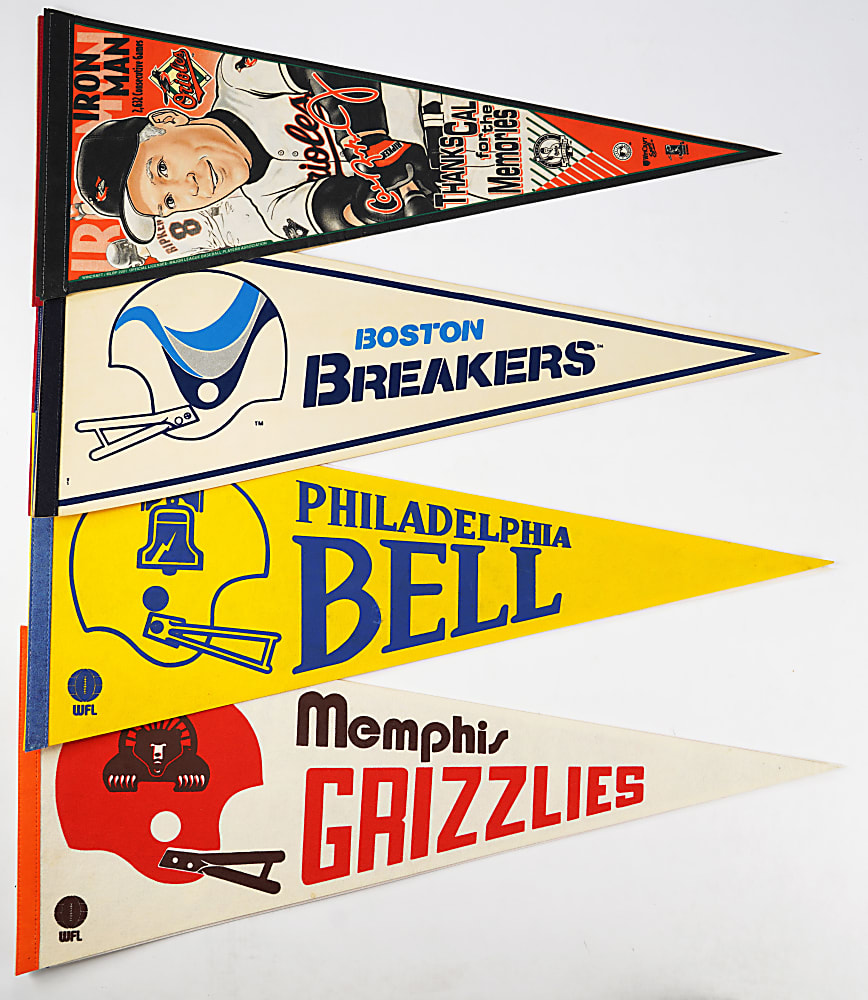 Multi-Sport Pennant Hoard (100+) with (8) USFL & (11) WFL Examples