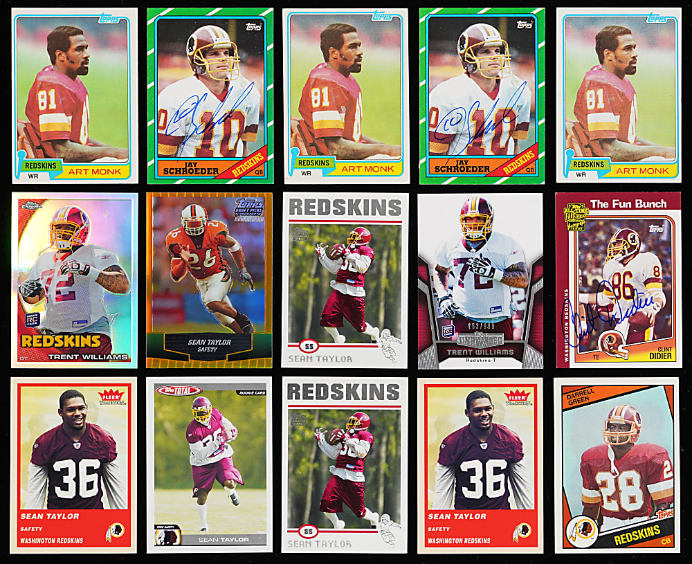 1980-Modern Washington Redskins Collection (224) with (6) Sean Taylor Rookies Including 2004 Topps DPP #162 Gold Refractor