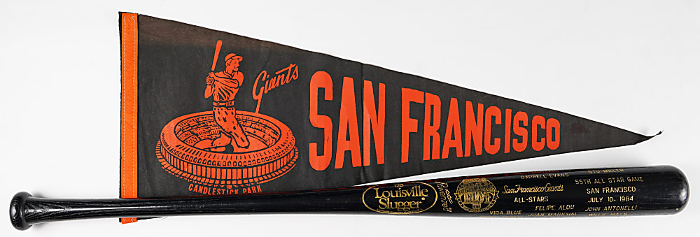 1960s-1984 San Francisco Giants Display Pair with Candlestick Park Pennant & 1984 All Star Game Black Bat