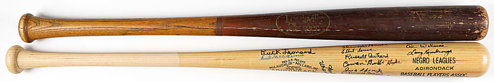 Negro League Players Association Multi-Signed Bat with (28) Signatures Plus 1950 Jackie Robinson "Batting Champion" Store Model Bat