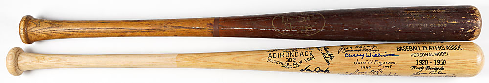 Negro League Players Association Multi-Signed Bat with (28) Signatures Plus 1950 Jackie Robinson "Batting Champion" Store Model Bat