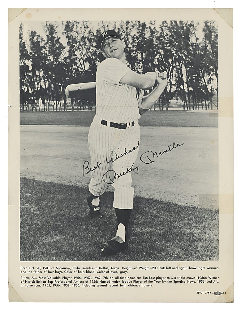 Scarce 1963 New York Yankees Tri-Fold #2 Mickey Mantle
