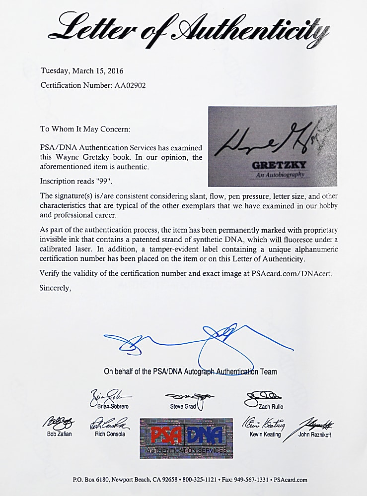 1990 Wayne Gretzky Signed and Inscribed "Gretzky An Autobiography" Hardback Book - Full PSA/DNA LOA