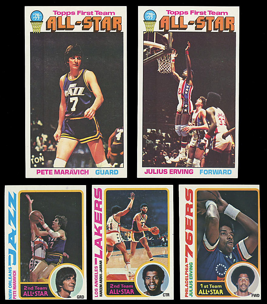 1974-1979 Topps Basketball Complete, Near & Partial Set Run (5) - Loaded with Hall of Famers (728 Total Cards)
