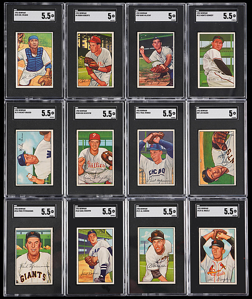 1952 Bowman SGC EX 5 to EX+ 5.5 Graded Starter Set (31) with #4 Robin Roberts & (6) High Numbers