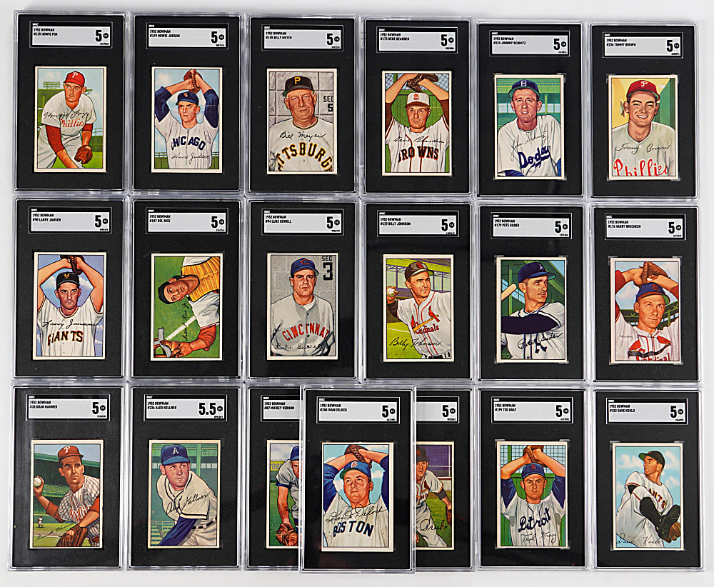 1952 Bowman SGC EX 5 to EX+ 5.5 Graded Starter Set (31) with #4 Robin Roberts & (6) High Numbers