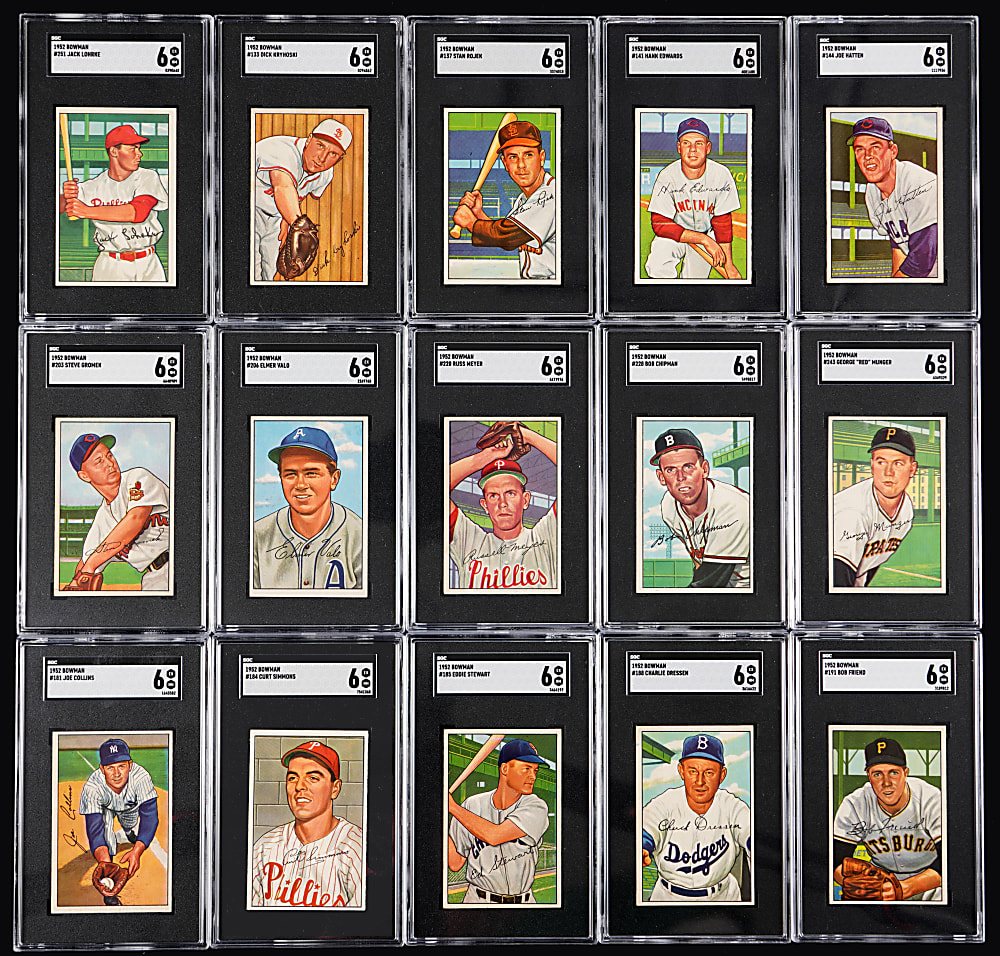 1952 Bowman SGC EX/NM 6 Graded Starter Set (39) with (4) High Numbers