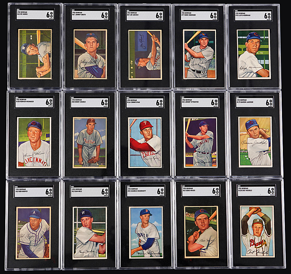 1952 Bowman SGC EX/NM 6 Graded Starter Set (39) with (4) High Numbers