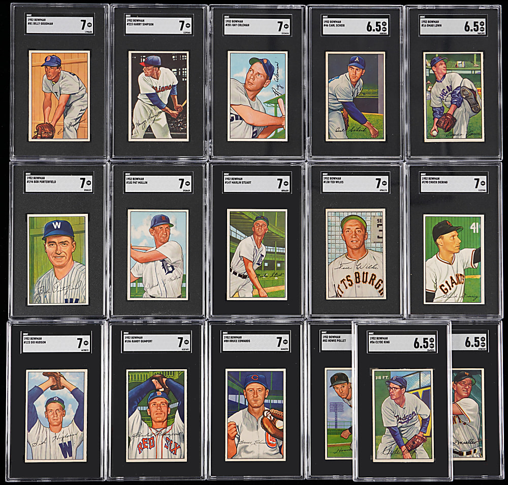 1952 Bowman SGC EX/NM+ 6.5 to NM 7 Graded Collection (16) with High Number
