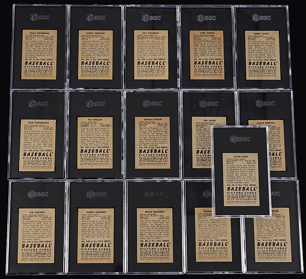 1952 Bowman SGC EX/NM+ 6.5 to NM 7 Graded Collection (16) with High Number