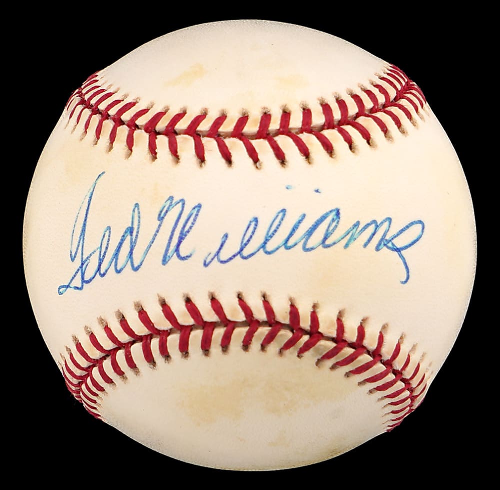 Ted Williams Single-Signed OAL/Brown Baseball with Full PSA LOA