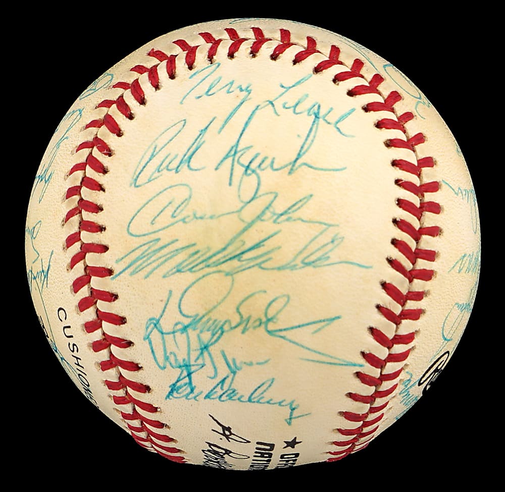 1987 New York Mets Team-Signed ONL/Giamatti Baseball with (31) Signatures Including Strawberry, Gooden, Dykstra, Hernandez Plus Full PSA LOA