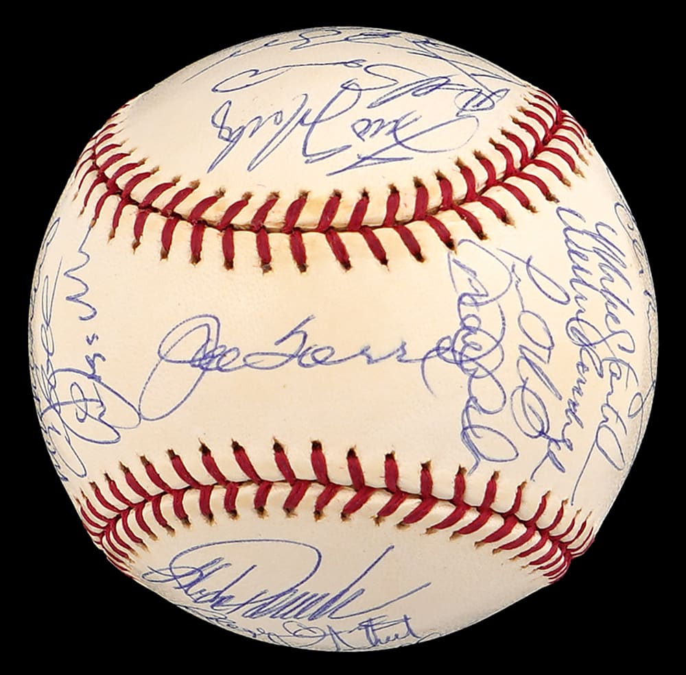 2001 American League Champions New York Yankees Team-Signed Baseball with (30) Signatures Including Jeter, Posada, Pettitte, Rivera Plus Full PSA LOA
