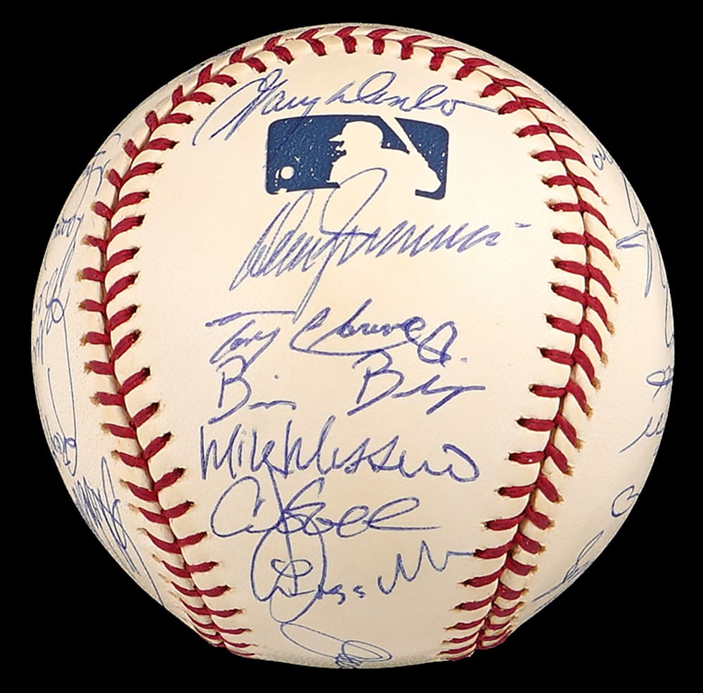 2001 American League Champions New York Yankees Team-Signed Baseball with (30) Signatures Including Jeter, Posada, Pettitte, Rivera Plus Full PSA LOA