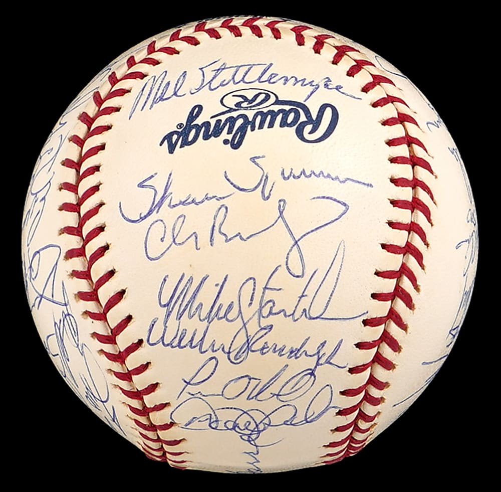 2001 American League Champions New York Yankees Team-Signed Baseball with (30) Signatures Including Jeter, Posada, Pettitte, Rivera Plus Full PSA LOA