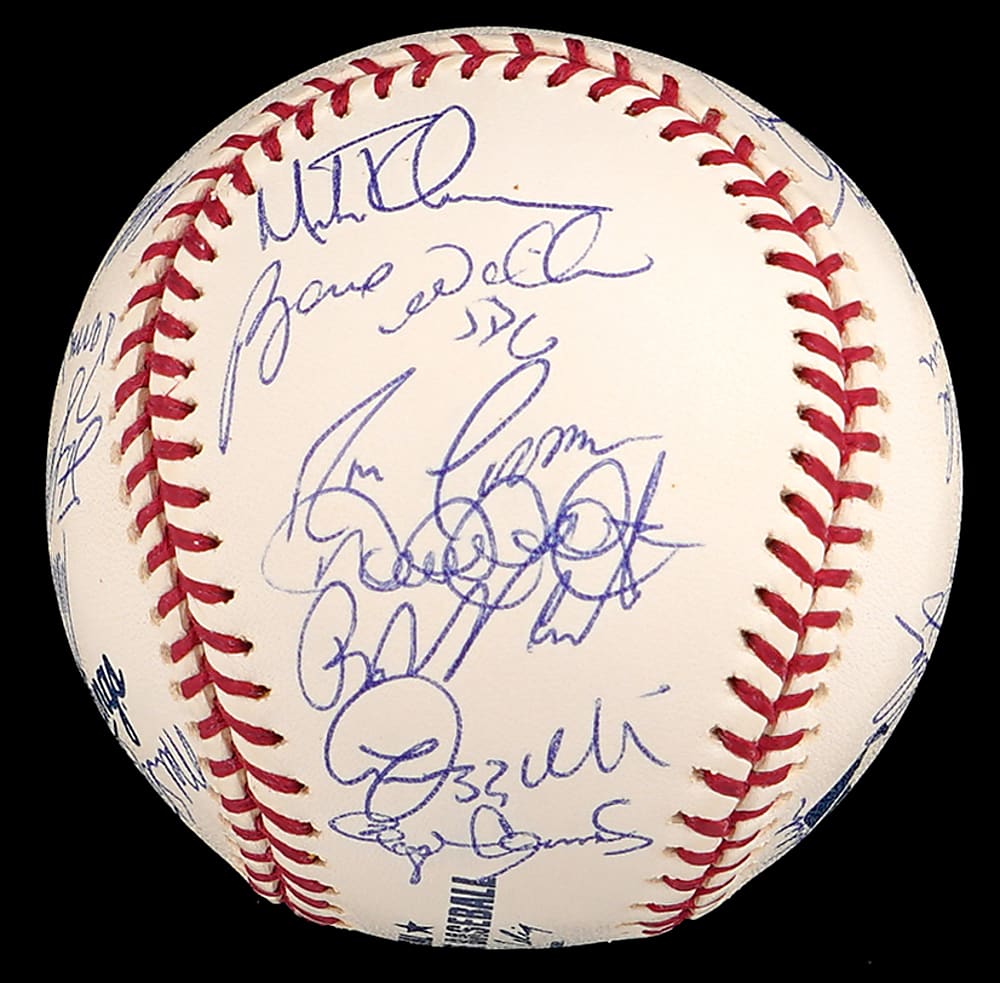 2002 American League East Champions New York Yankees Team-Signed Baseball with (29) Signatures Including Jeter, Giambi, Rivera, Posada Plus Full PSA LOA