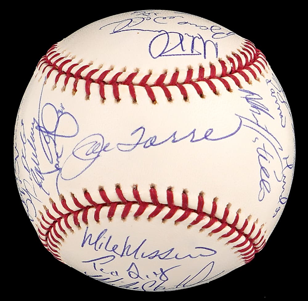 2002 American League East Champions New York Yankees Team-Signed Baseball with (29) Signatures Including Jeter, Giambi, Rivera, Posada Plus Full PSA LOA