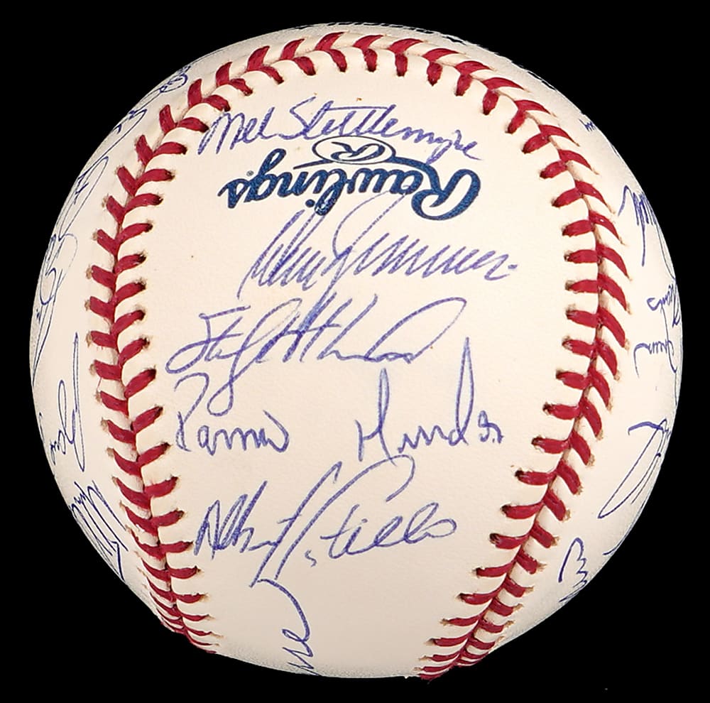 2002 American League East Champions New York Yankees Team-Signed Baseball with (29) Signatures Including Jeter, Giambi, Rivera, Posada Plus Full PSA LOA