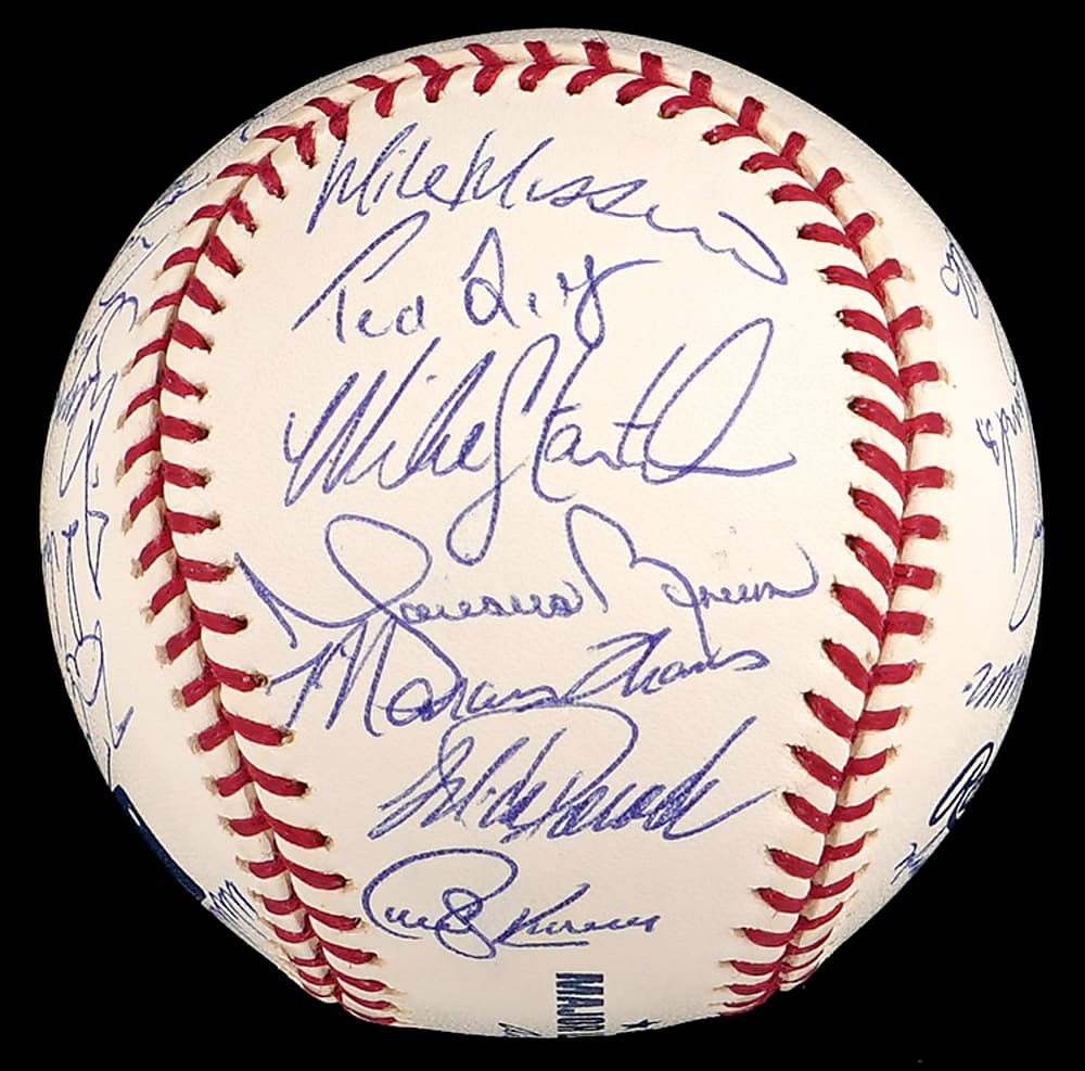 2002 American League East Champions New York Yankees Team-Signed Baseball with (29) Signatures Including Jeter, Giambi, Rivera, Posada Plus Full PSA LOA