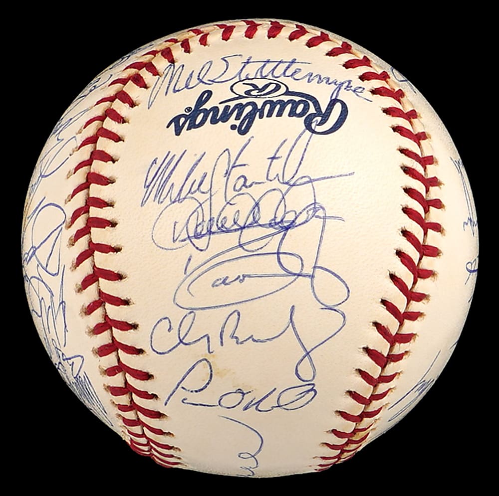 2001 American League Champions New York Yankees Team-Signed Baseball with (31) Signatures Including Jeter, Rivera, Mussina, Posada Plus Full PSA LOA