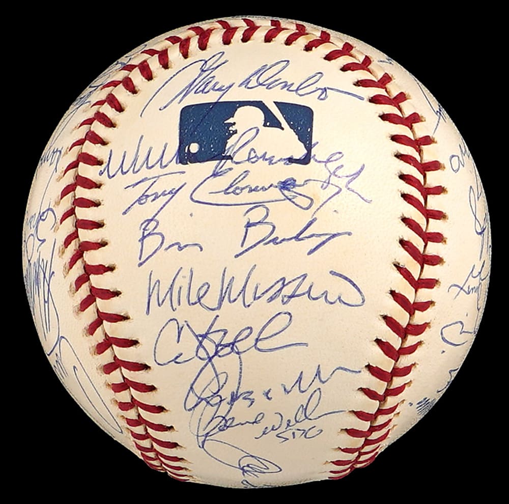 2001 American League Champions New York Yankees Team-Signed Baseball with (31) Signatures Including Jeter, Rivera, Mussina, Posada Plus Full PSA LOA