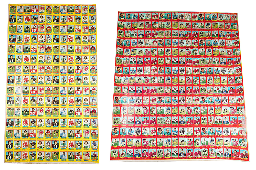 1974 Wonder Bread Football Uncut Sheet Pair with Jumbo (450 Total Cards) & (195) Hall of Famers