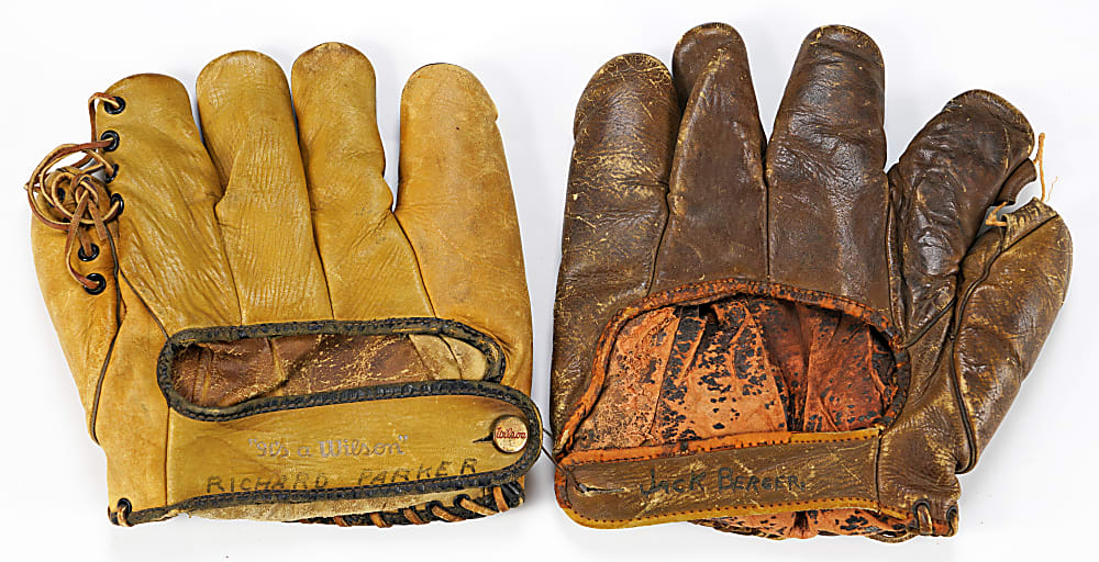 Circa 1930s Player-Endorsed Store-Model Glove Pair with Goose Goslin & Rogers Hornsby