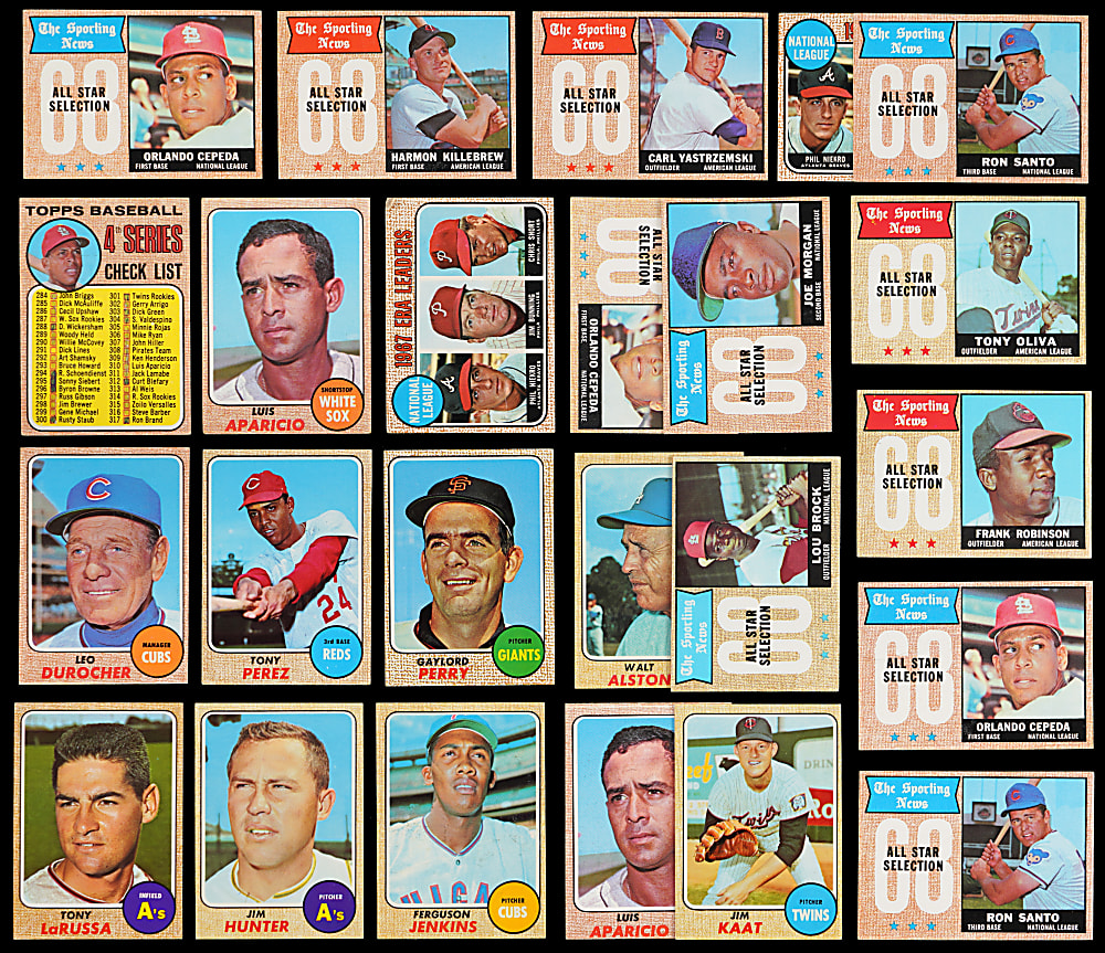 1968 Topps Collection (313) with (28) Hall of Famers Including Banks, Clemente & Seaver