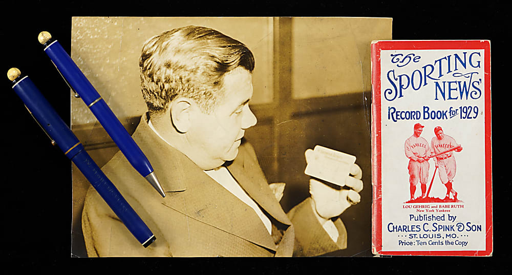 1920s-1940s Babe Ruth Group of (6) Photos, Publications & Pens