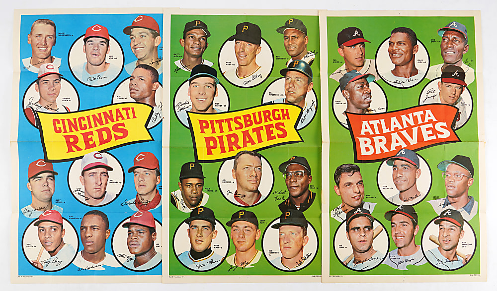 1968 Topps Poster & 1969 Topps Team Posters Collection - (15) Total with Mickey Mantle, Mets, Pirates & Yankees