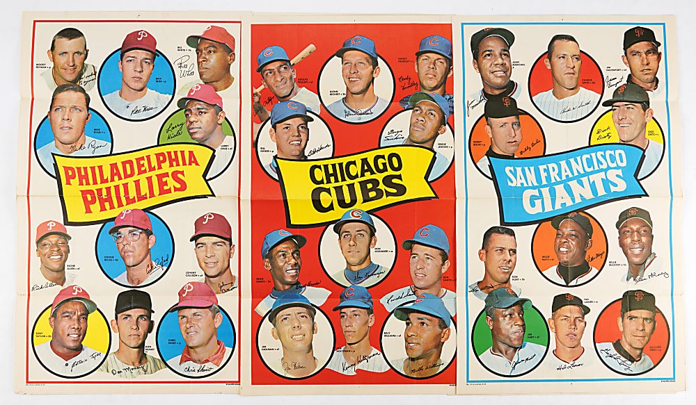 1968 Topps Poster & 1969 Topps Team Posters Collection - (15) Total with Mickey Mantle, Mets, Pirates & Yankees