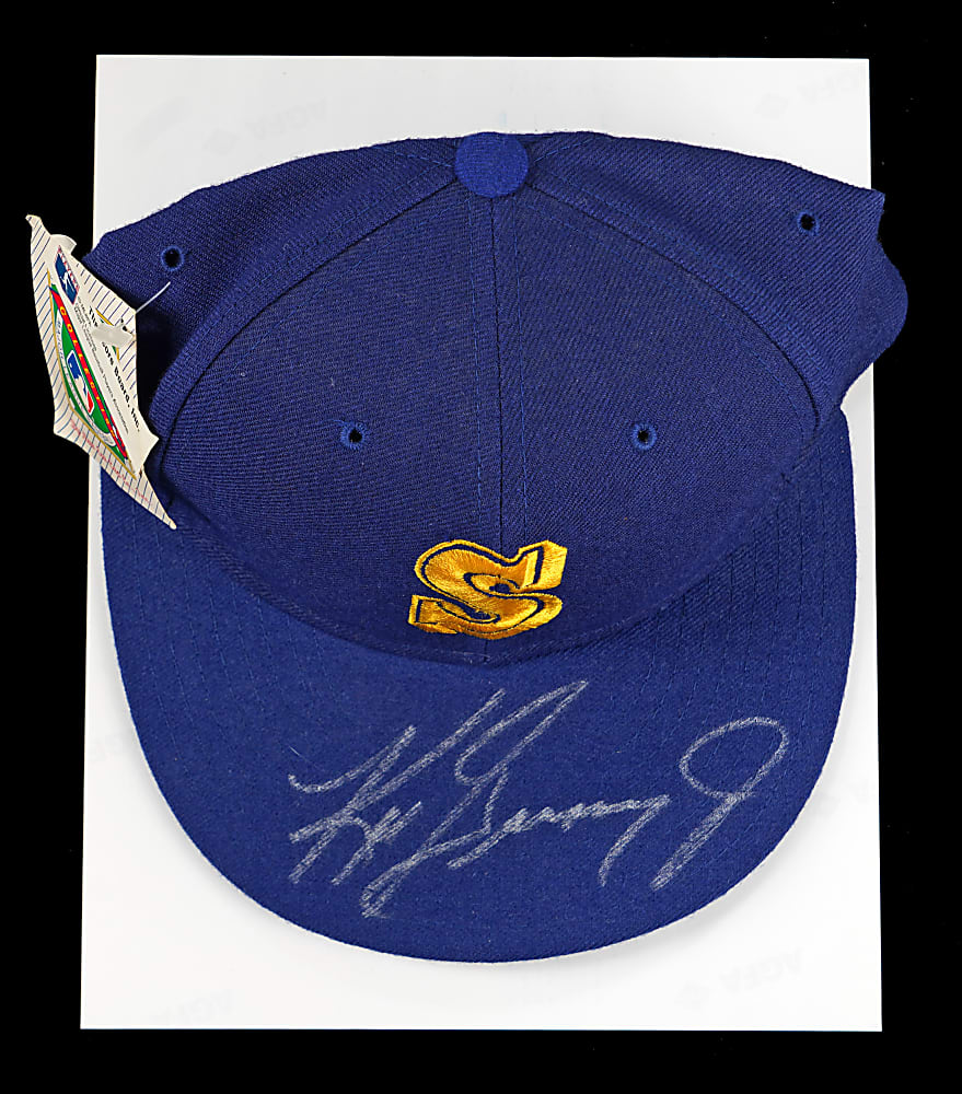 Ken Griffey Jr. Signed Pair with 8x10 Photo & Hat