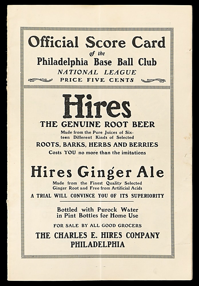 1919 Opening Day Philadelphia Phillies vs. New York Giants Scorecard