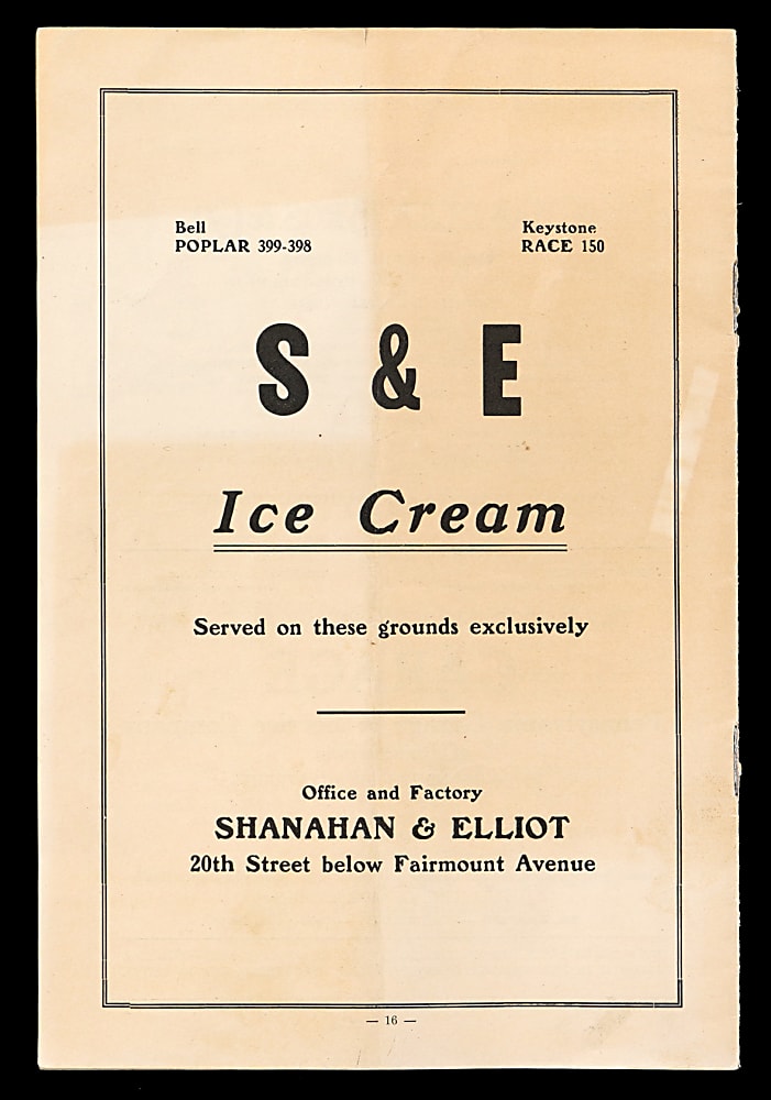 1919 Opening Day Philadelphia Phillies vs. New York Giants Scorecard