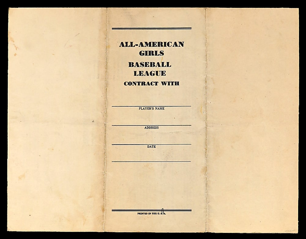 1947 Rockford Peaches Contract Signed by Alice Pollitt & Max Carey with Full JSA LOA