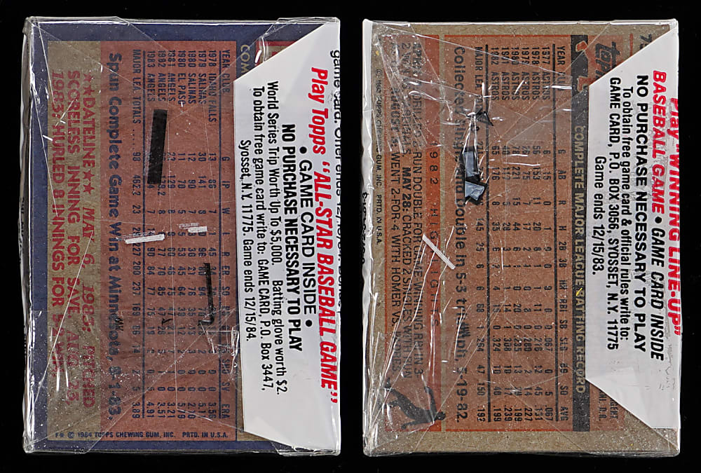1983 & 1984 Topps Unopened Cello Pack Pair with #482 Tony Gwynn Rookie & #182 Darryl Strawberry Rookie