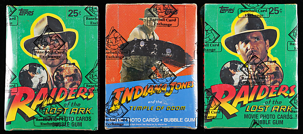 1981-1984 Topps Indiana Jones Unopened Wax Box Group (3) - All BBCE with Raiders of the Lost Ark & Temple of Doom